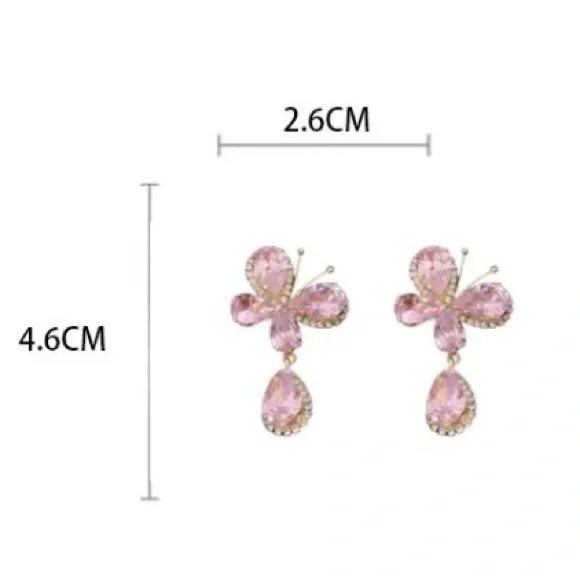 💫 Pink Crystals Butterfly Earrings - Picture 5 of 5